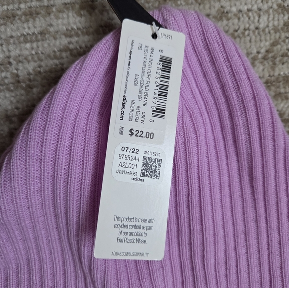 Adidas Women's Lilac Purple Cuff Fold Beanie - Picture 3 of 9